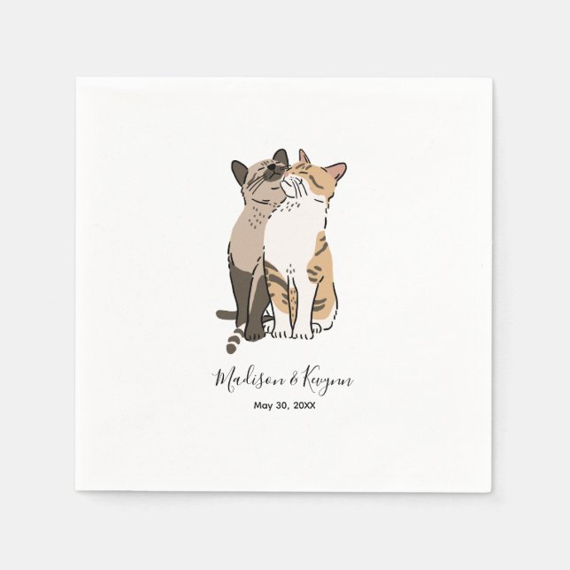 Niedliche Katzen Hochzeit Serviette (Vorderseite)