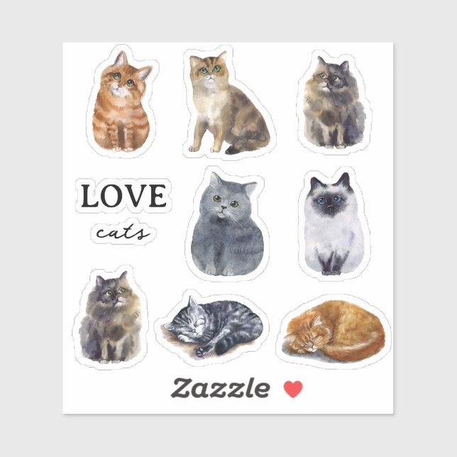 Niedliche Katzen Illustriert Kids Custom Aufkleber (Blatt)