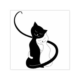 Niedliche Katzen im Cartoon der Liebe Permastempel