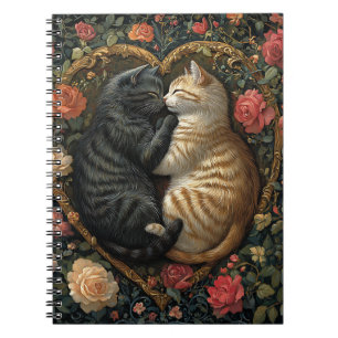 NIEDLICHE KATZEN IM FLORALEN HERZ NOTIZBLOCK