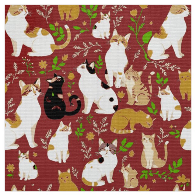 Niedliche Katzen im Hintergrund Stoff (Muster)