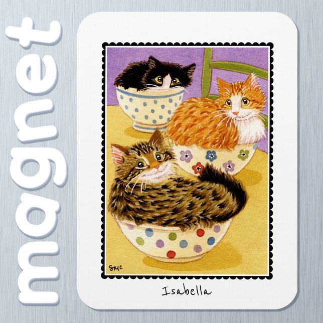 Niedliche Katzen im Individuelle Name Bowls Magnet (Von Creator hochgeladen)