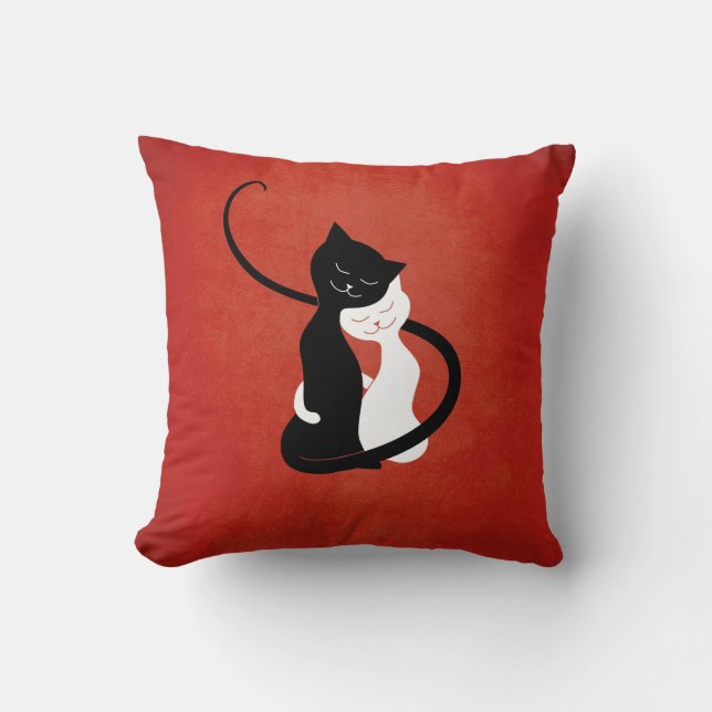 Niedliche Katzen in der Liebe Rote Katze Kissen (Vorderseite)