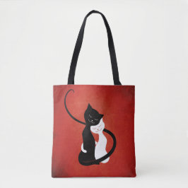 Niedliche Katzen in der Liebe, roter Fisch Tasche