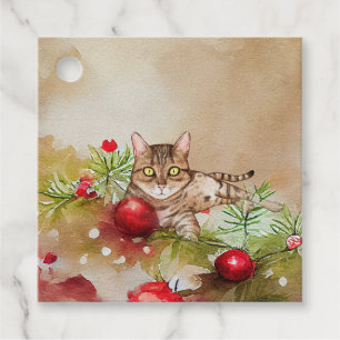 Niedliche Katzen in Kiefern und Ornamenten - Gesch Geschenkanhänger