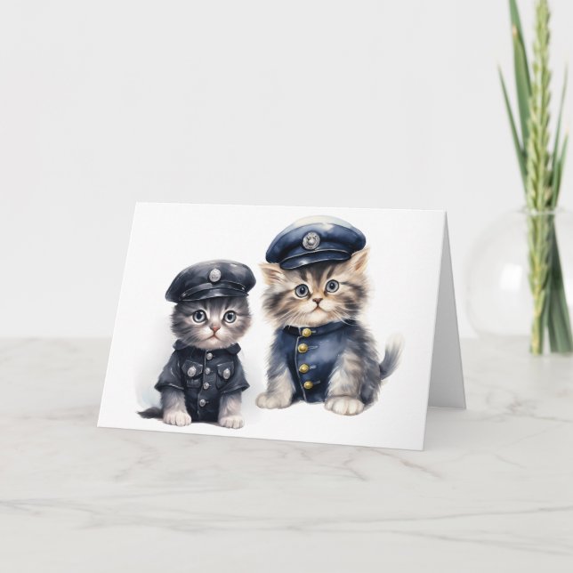 Niedliche Katzen in Polizeigewerkschaften verschwi Karte (Vorderseite)