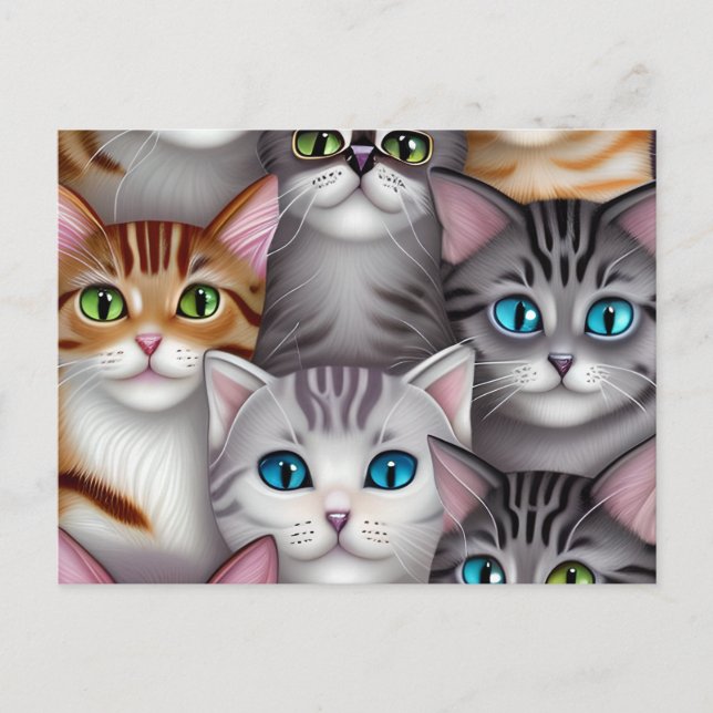 Niedliche Katzen in verschiedenen Farben Postkarte (Vorderseite)