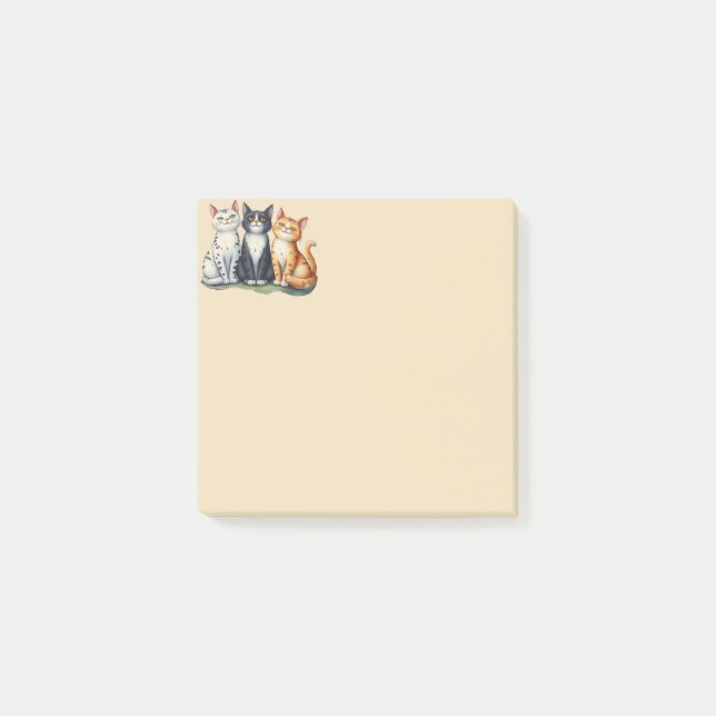 Niedliche Katzen Kätzchen Haustier Natur Kunst Post-it Klebezettel (Vorderseite)