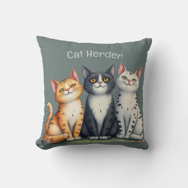 Niedliche Katzen Kätzchen sehen glücklich grau aus Kissen (Vorderseite)