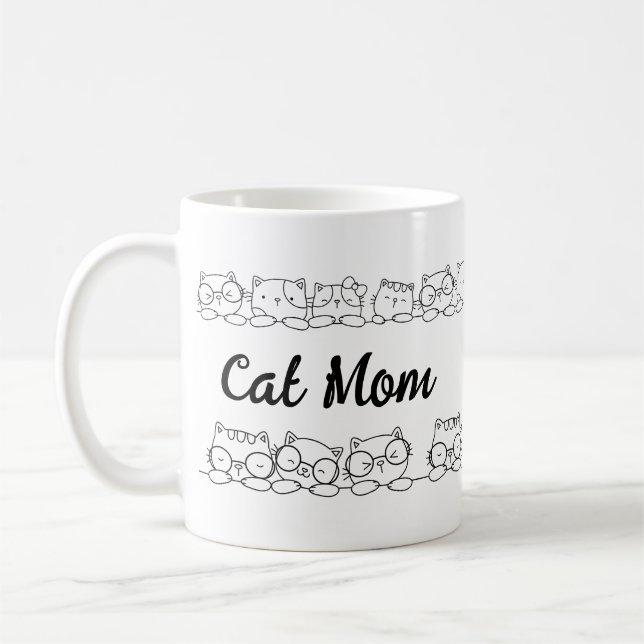 Niedliche Katzen Katzenkatze Mama Monogramm Kaffeetasse (Links)