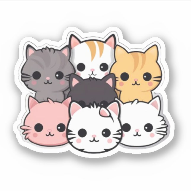 Niedliche Katzen Kawaii Haustier Aufkleber (Vorderseite)