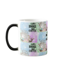 Niedliche Katzen-Lesebücher mit Kaffee