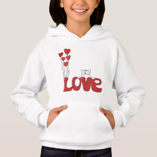 Niedliche Katzen Liebe Typografie Rote Herzen Va Hoodie