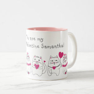 Niedliche Katzen Liebhaber des Valentinstag Rosa Zweifarbige Tasse