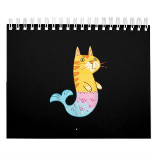 Niedliche Katzen Meerjungfische Schwimmen Kalender