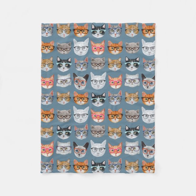 Niedliche Katzen mit Glasmuster Fleecedecke (Vorderseite)