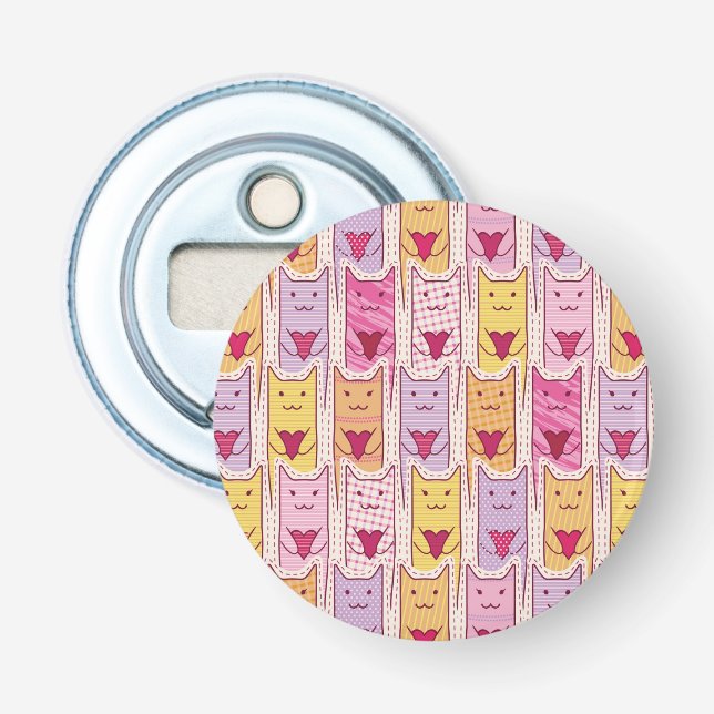 Niedliche Katzen mit liebevollen Herzen Flaschenöffner (Vorderseite)