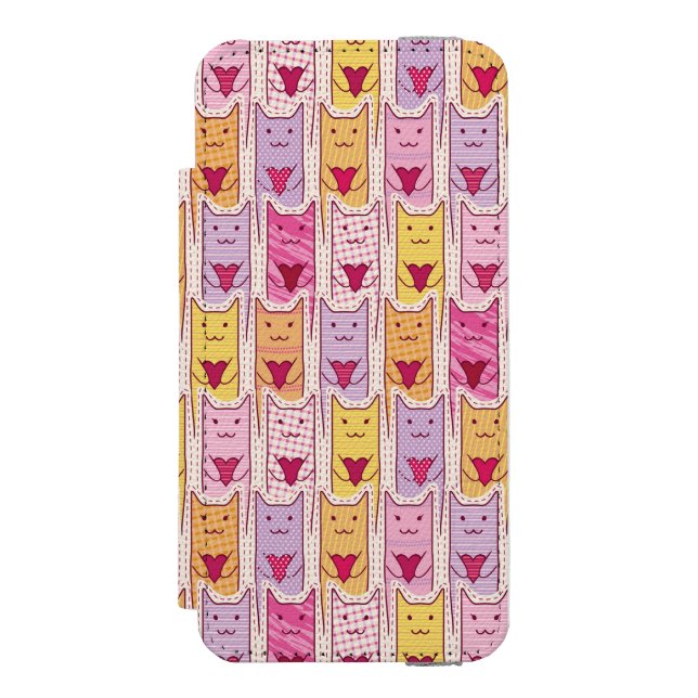 Niedliche Katzen mit liebevollen Herzen Incipio iPhone Geldbeutel-Hülle (Folio Vorderseite)