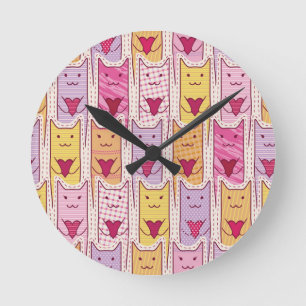 Niedliche Katzen mit liebevollen Herzen Runde Wanduhr