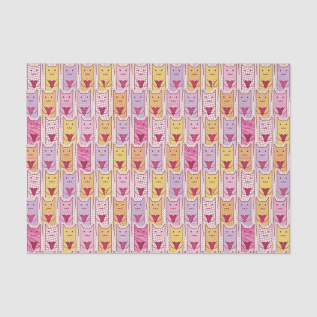 Niedliche Katzen mit liebevollen Herzen Seidenpapier (Vorderseite)