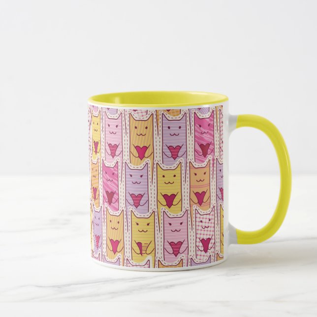 Niedliche Katzen mit liebevollen Herzen Tasse (Rechts)