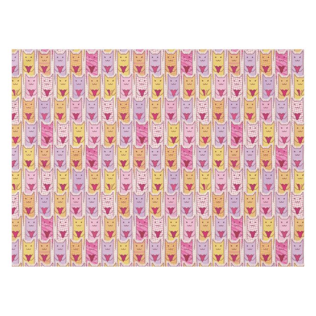 Niedliche Katzen mit liebevollen Herzen Tischdecke (Vorderseite (Horizontal))