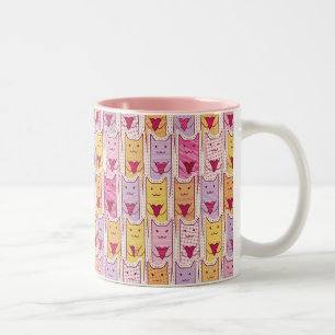 Niedliche Katzen mit liebevollen Herzen Zweifarbige Tasse