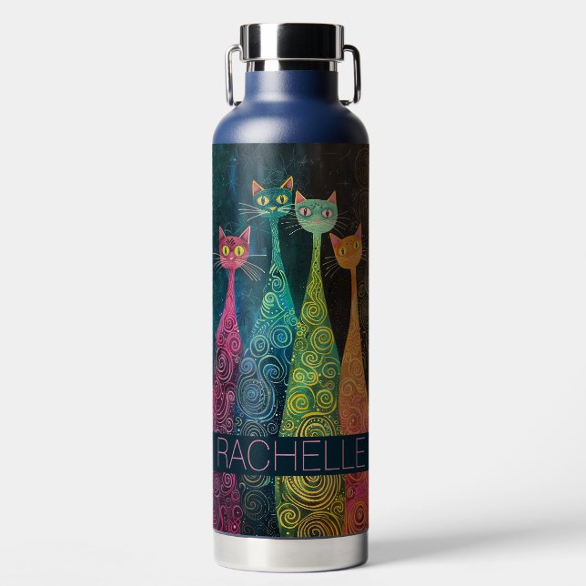 Niedliche Katzen mit Namen Trinkflasche (Vorderseite)