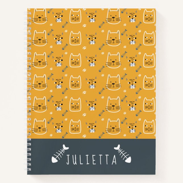 Niedliche Katzen Modernes Muster Notizbuch (Vorderseite)
