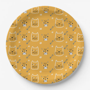 Niedliche Katzen Modernes Muster Pappteller