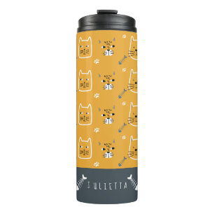 Niedliche Katzen Modernes Muster Personalisiert Thermosbecher