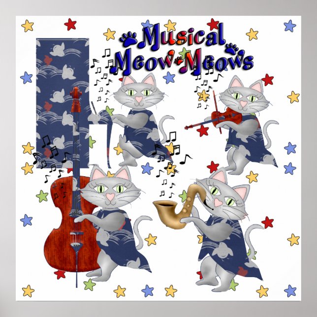 Niedliche Katzen Musikkatzenband Poster (Vorne)