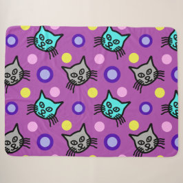Niedliche Katzen Muster Violet Große Sherpa Blanke Sherpadecke