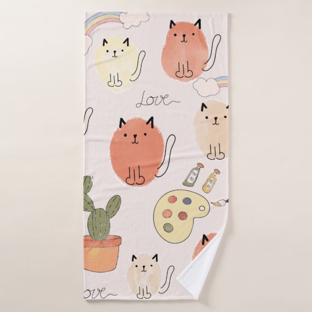 Niedliche Katzen nahtlos Badehandtuch (Badehandtuch)