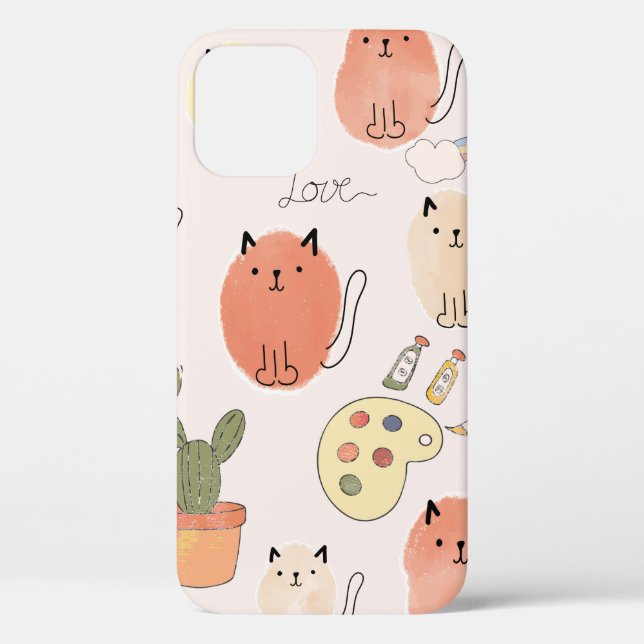 Niedliche Katzen nahtlos Case-Mate iPhone Hülle (Rückseite)