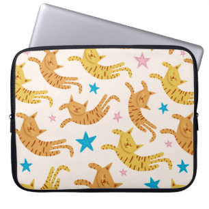 Niedliche Katzen nahtlose Muster mit Sternen lusti Laptopschutzhülle