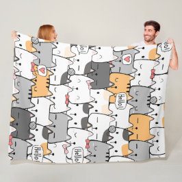 Niedliche Katzen Nahtloses Muster Fleecedecke