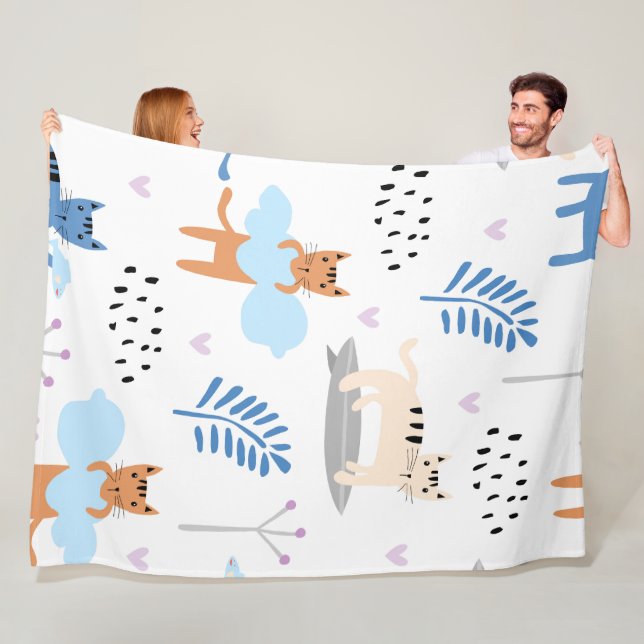 Niedliche Katzen Nahtloses Muster Fleecedecke (Beispiel)