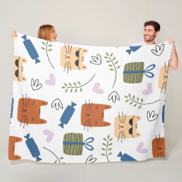 Niedliche Katzen Nahtloses Muster Fleecedecke