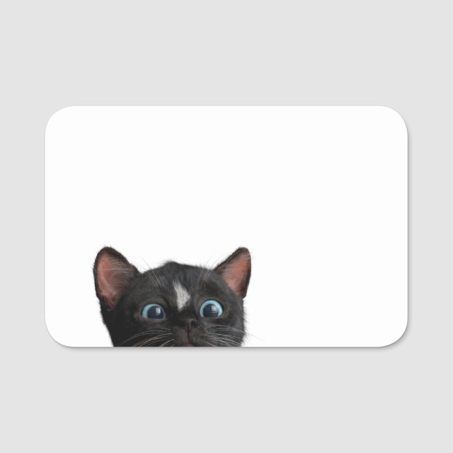 Niedliche Katzen-Neugier Namensschild (Vorderseite)