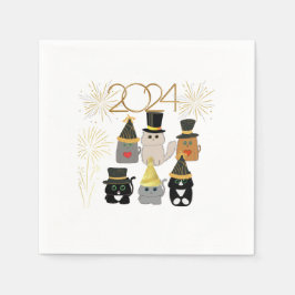 Niedliche Katzen Neujahrsfeier Serviette
