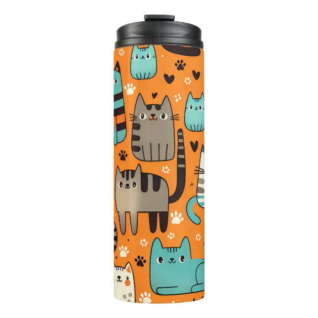 Niedliche Katzen Orange Thermaltumbler Thermosbecher (Vorderseite)