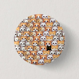 Niedliche Katzen orangefarbenes Haustier Nahtloses Button