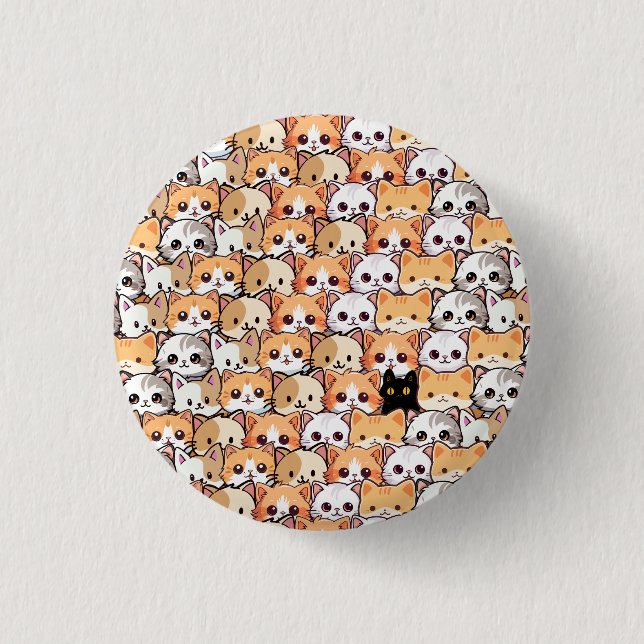 Niedliche Katzen orangefarbenes Haustier Nahtloses Button (Vorderseite)