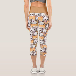 Niedliche Katzen orangefarbenes Haustier Nahtloses Capri Leggings