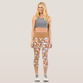 Niedliche Katzen orangefarbenes Haustier Nahtloses Capri Leggings