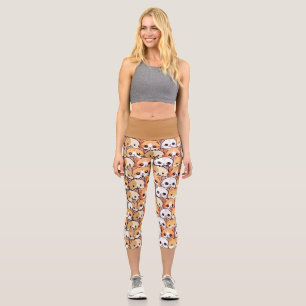 Niedliche Katzen orangefarbenes Haustier Nahtloses Capri Leggings