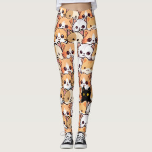Niedliche Katzen orangefarbenes Haustier Nahtloses Leggings
