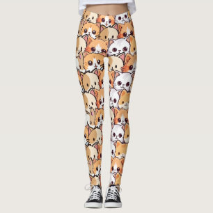 Niedliche Katzen orangefarbenes Haustier Nahtloses Leggings