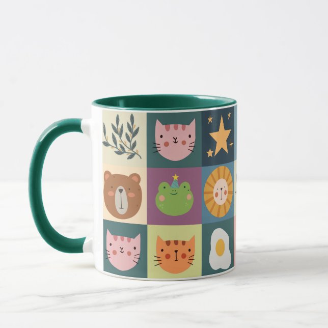 Niedliche Katzen-Patchwork Tasse (Links)